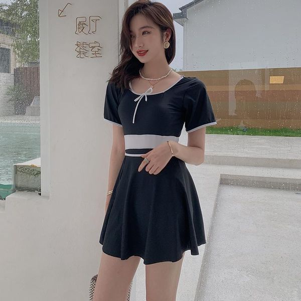 

one-piece suits monokini women swimwear swimsuit short sleeve dress bathing suit beachwear 2021 maillot