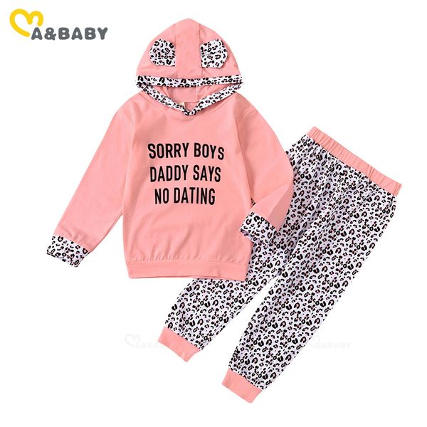6M-5Y младенческий малыш ребенок для девочек одежда для одежды Симпатичные ушные леопардовые камуфляторы с капюшоном + брюки осенние наряды детей костюмы 210515