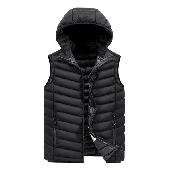 

men's vests tide autumn winter warm vest men zipper fashion black hoodie waistcoat jacket cotton-padded coat, Black;white