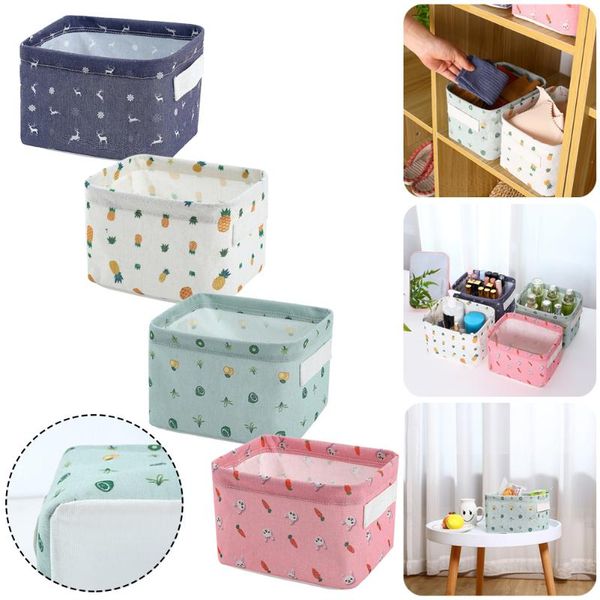 

foldable sundries storage basket cotton cosmetics container linen deskorganizer 21*17*13 cm baskets