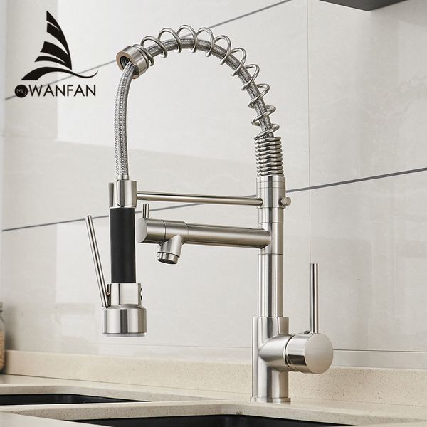 

kitchen faucets spring style brushed nickel pull out torneira all around rotate swivel water outlet mixer tap 866026 1fe9