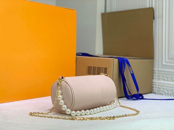 

designers cylindri bags pearl string handle handbag mini vintage drum cylinder women's purse brand classic style leather crossbody bags