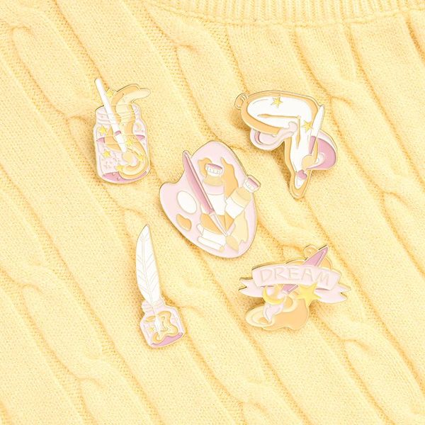

pins, brooches dream artist enamel pins custom brush palette paint clock badges for shirt coat lapel pin jewelry gifts the painter, Gray