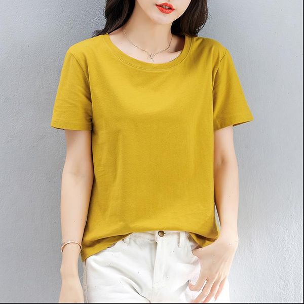

basic womens t shirt women summer oversized solid tees 8 color casual korean round neck female, White