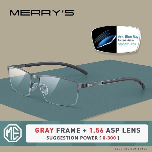 

fashion sunglasses frames merrys design men titanium alloy prescription blue light blocking glasses half frame myopia hyperopia optical eyew, Black
