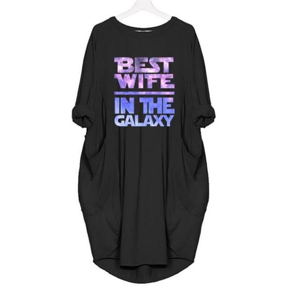 

autumn womens dresses pocket loose dress ladies round neck casual long girl's female fashion, Black;gray