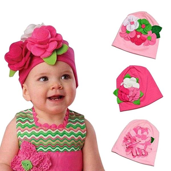 

caps & hats arrive spring autumn floral cotton baby knitted by hands hat hand made flower cap kids girl 3d creative, Yellow