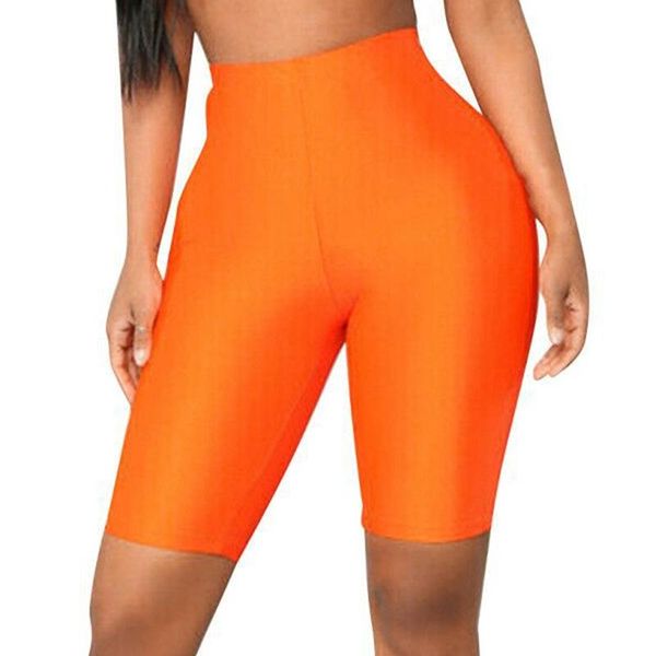 

women's leggings summer short sports high waist elastic cycling gym biker active pants seamless solid color fitness comfortable, Black