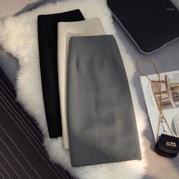 

skirts 2021 women spring summer vintage solid skirt female chic package hip high waist a-line ladies casual loose suit faldas l37, Black