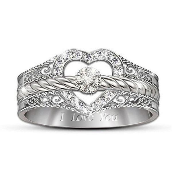 

wedding rings seanlov white crystal women engagement finger dainty love heart ring female silver color cz lovers', Slivery;golden
