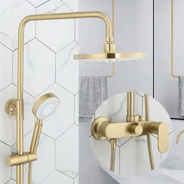 

gold brush shower set bathroom wall mixer luxury bathtub & cold tap sets