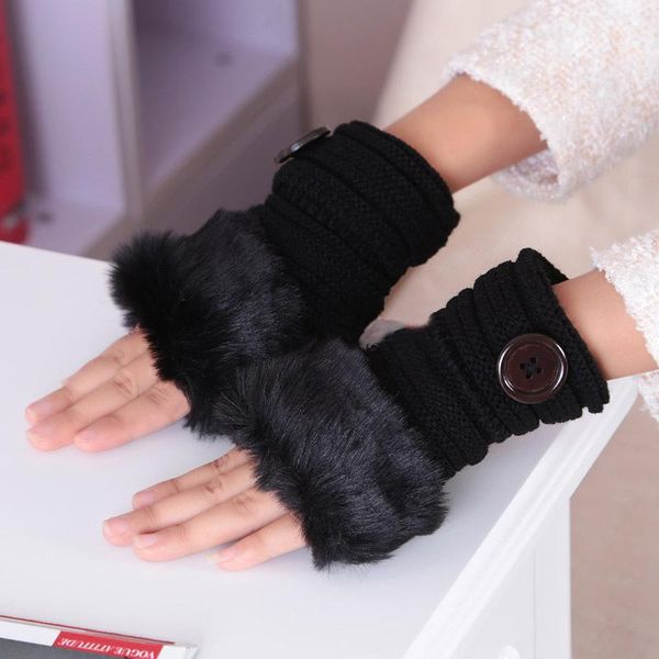 

five fingers gloves 1 pair cute fashion women autumn winter soft comfort warm mitten female ladies solid arm warmer knitting, Blue;gray