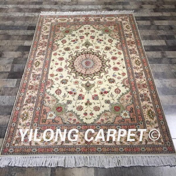

carpets yilong 4'x6' turkish style handknotted colorful flowers rug exquisite durable chinese wool silk carpet (wy2102s4x6)