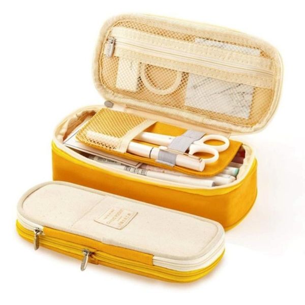 

multilayer storage bag for cosmetics stationery handmade supplies data cable zipper canvas pencil case kawaii girl large cosmetic bags & cas