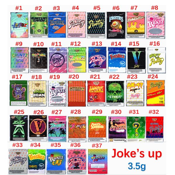 

37 types joke's up runtz bag package jokes up white pink runts mylar bags 3.5g only edible packaging zipper runty pouch pack