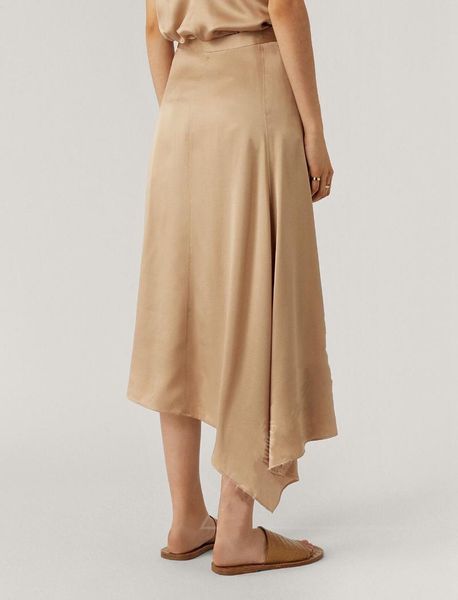 

skirts 2021 crepe irregular elegant 100% silk midi skirt for women, Black