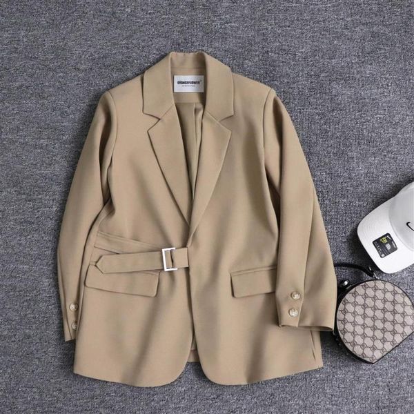

women's jackets 2021 spring korean style loose small suit coat fashion dignified sense of design niche leisure, Black;brown
