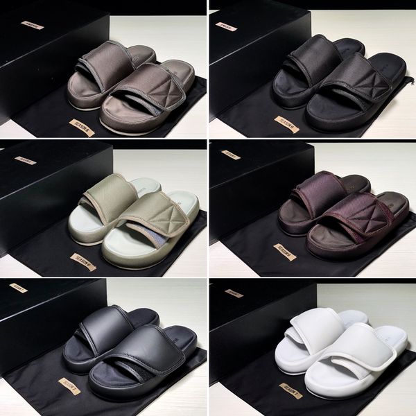 

2022 slipper season 6 slides black embroidery waterproof summer men women fashion outdoor slide with shoes box
