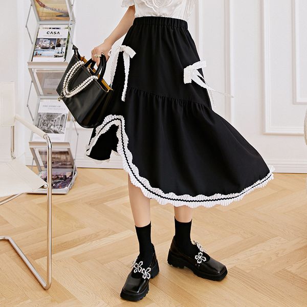 

skirt 2021 design summer fishtail with contrast hemmed bow, White