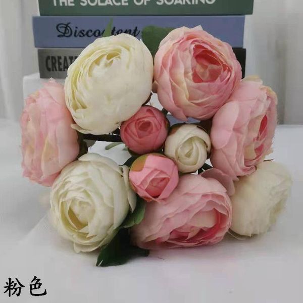 

simulation 10 heads lotus fake silk flowers wedding bride holding bouquet home decoration accessories peony artificial decorative & wreaths