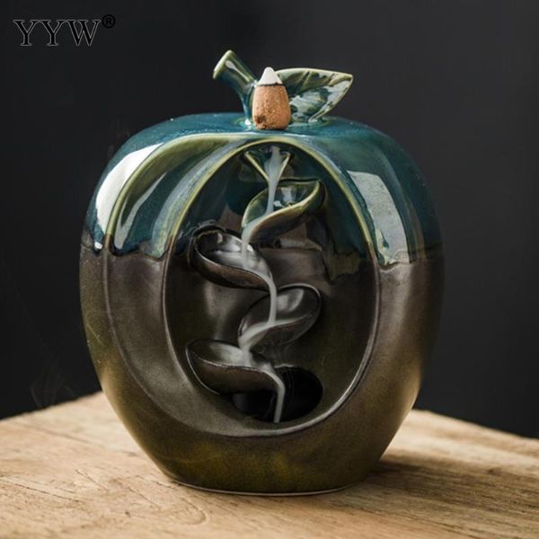

fragrance lamps apple/pear shape incense burner backflow waterfall holder ceramic gradient color censer handcraft