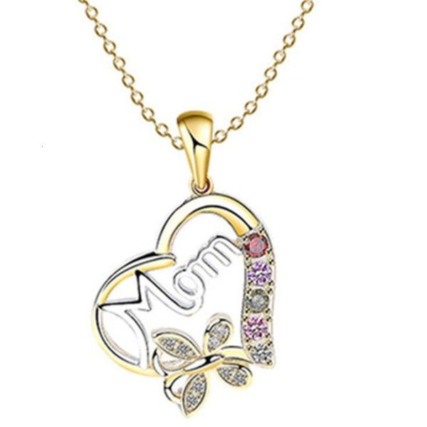 

longrui electroplated genuine gold loving mother mother's day gift mom necklace, Silver