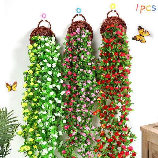 

decorative flowers & wreaths wisteria artificial flower vine ivy leaf garland silk rose rattan string wedding arch home garden decoration