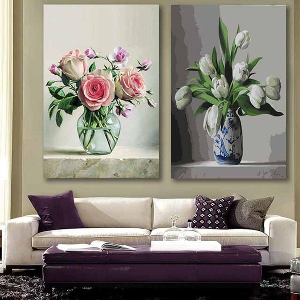

paintings diy colorings pictures by numbers with colors rose tulip illustration picture drawing painting framed home