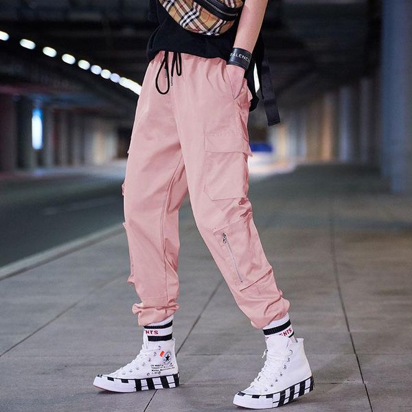 

women's pants & capris pure cotton drawstring overalls women's 2021 summer hong kong style high waist loose student girls trouser, Black;white