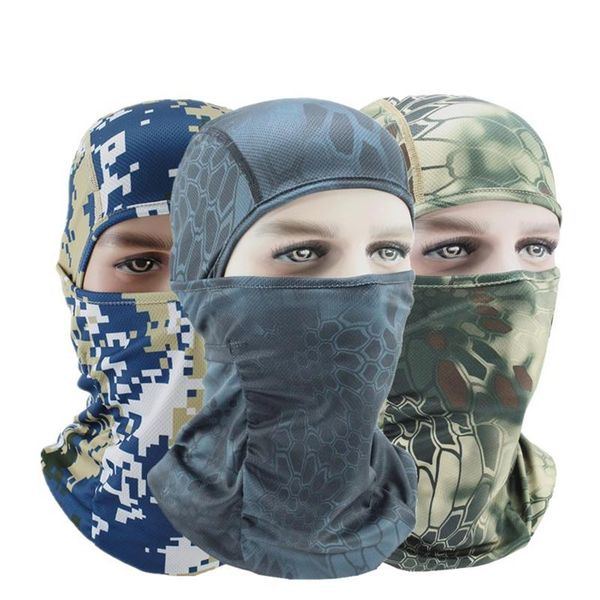 

cycling caps & masks arrive outdoor full face camouflage balaclava military scarf cap tactical mask hunting bandana hiking equipment, Black