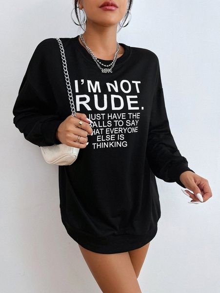 

slogan graphic drop shoulder sweatshirt m5rs#, White;black