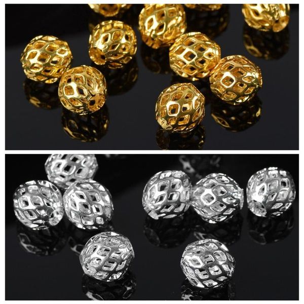 

other gold plated color round hollow gauze metal brass 8mm 10mm loose spacer beads lot for jewelry making diy crafts