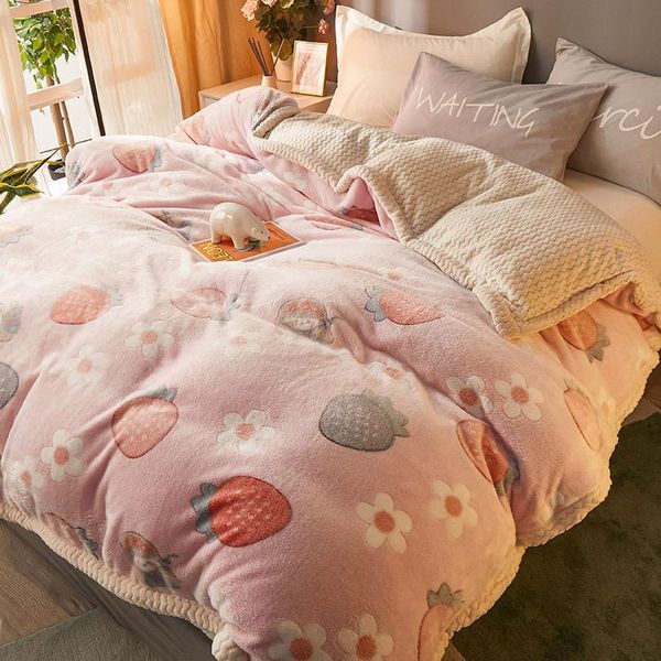 

blankets 2021 blanket thickening faux lamb wool winter nap cover coral fleece warm flannel duvet comfortable