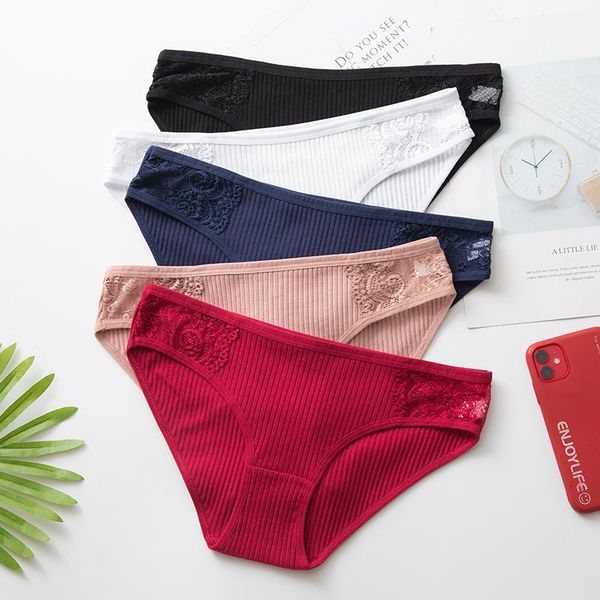

women's panties cotton panty 3pcs/lot solid women's comfort underwear skin-friendly briefs for women low-rise intimates, Black;pink