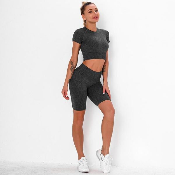 

huanwei women super soft nylon spandex crop + biker shorts yoga fitness workout 2 piece set outfits, White;red