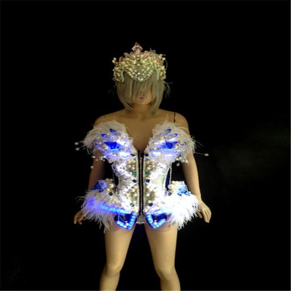 Украшение вечеринки KS38 Танцевальные светодиодные костюмы Ballroom DJ исполняют платье -броню