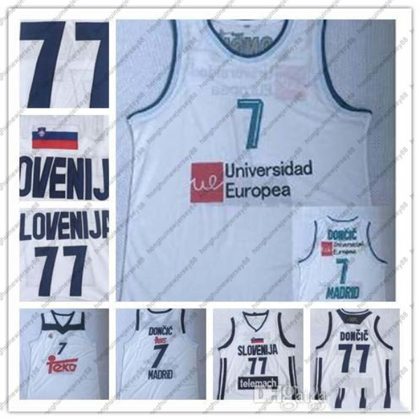 

ediwallen mens luka 7 doncic basketball real madrid euroleague europe jerseys luka #77 doncic team color white stitched quality, Black