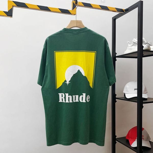 

luxury brand t shirt and polos fashion brand new rh rhude casual high street hip hop wash sunset summer loose crew neck t-shirt, White