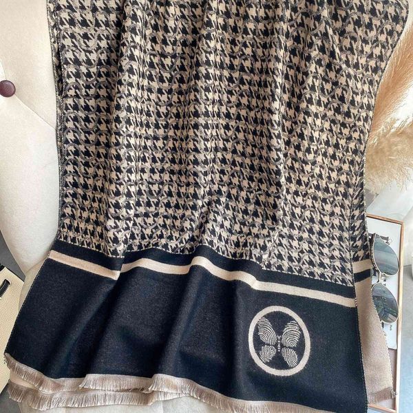 

70% off design imitation cashmere scarf female 2021 jacquard short beard tassel lattice decorative air conditioning shawl warm 34ei, Blue;gray