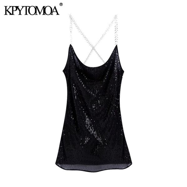

women fashion with rhinestone sequin mini dress vintage back cross straps lining female dresses vestidos 210420, Black;gray