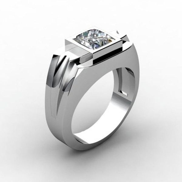 

wedding rings business men silver ring square cz luxury domineering white diamond engagement party jewelry, Slivery;golden