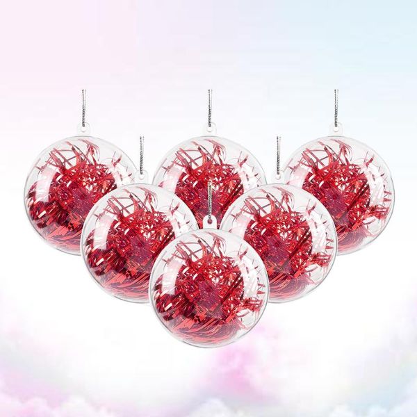 

party decoration 10 pcs plastic hollow transparent pendant for christmas shopping malls red