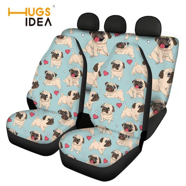 

lovely animal pug dog pattern print car seat covers cute style front and rear for woman auto fit almost chair