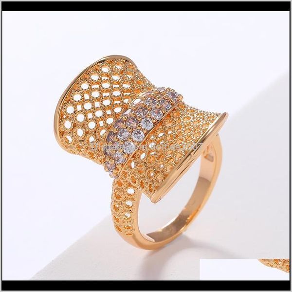

jewelrynational design women ring for wedding ceremony gold color dazzling zircon noble female party rings femme gifts cluster drop delivery, Golden;silver