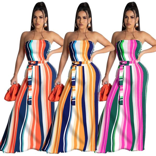 

strapless striped printed loose, White;black