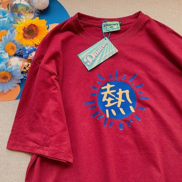 

t shirts pure cotton national trend summer 2021 niche design feeling text casual short sleeve for men and women, White;black