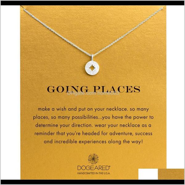 

necklaces & pendants jewelry drop delivery 2021 fashion dogeared compass pendant with card gold color noble and delicate choker necklace 598, Silver