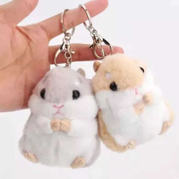 

fluffy hamster doll plush toys keychain pendant women girls faux fur pompom key chain trinkets handbag kawaii keychains