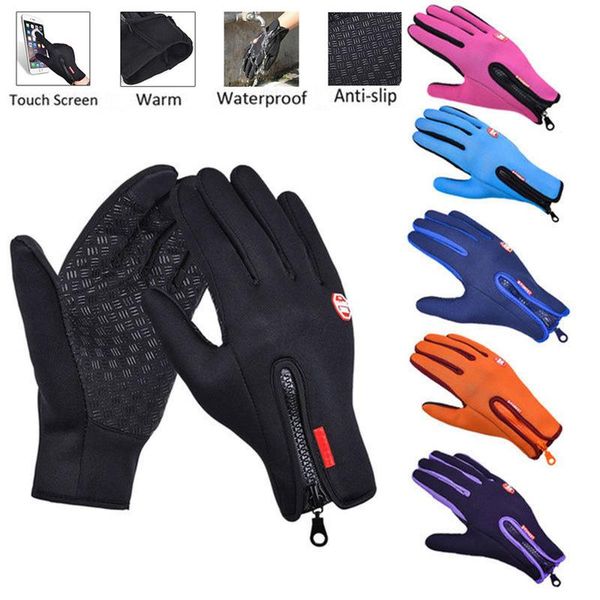 

cycling gloves touch screen motorcycle for winter moto outdoor sport warm women man anti-slip waterproof guantes, Black