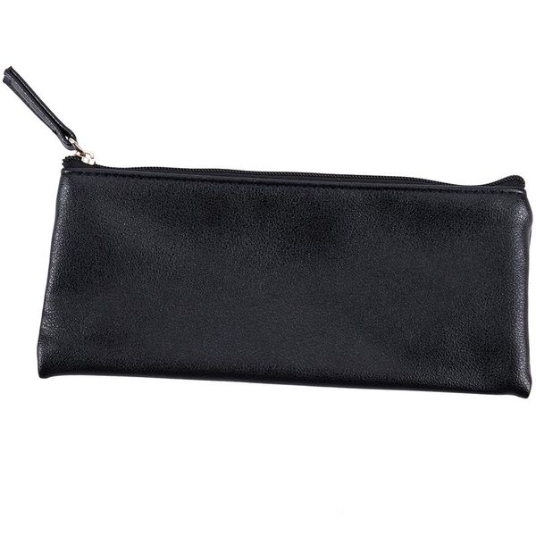 

pencil bags leather case pouch bag with zipper,pencil soft makeup cosmetic pouch(black)
